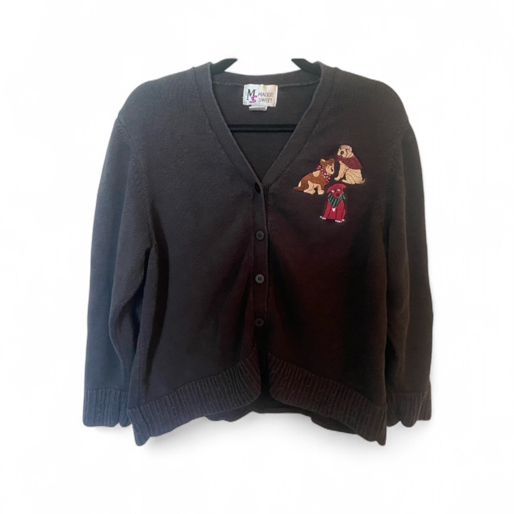 Vtg dog cardigan sweater